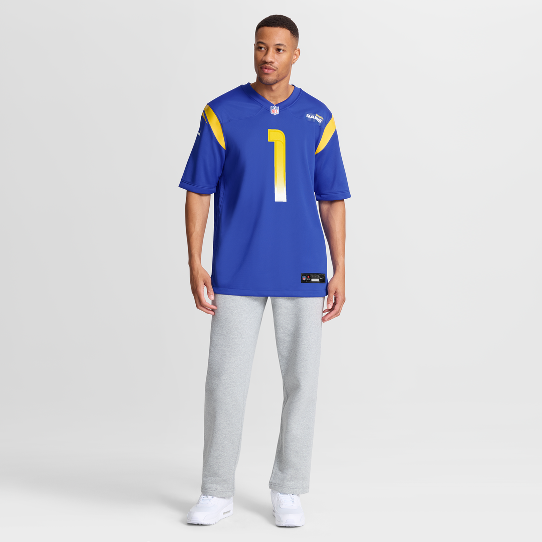 Los Angeles Rams Number 1 Groom Royal Game Jersey