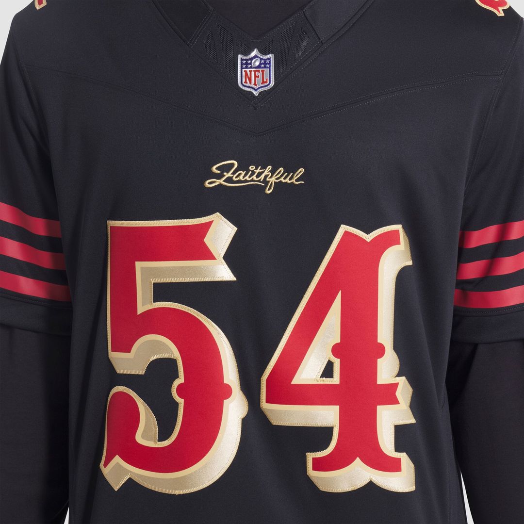 San Francisco 49ers Fred Warner Black Rivalries Collection Stitched Limited Jersey