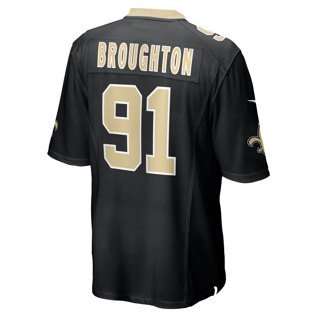 New Orleans Saints Vernon Broughton Black Team Game Jersey