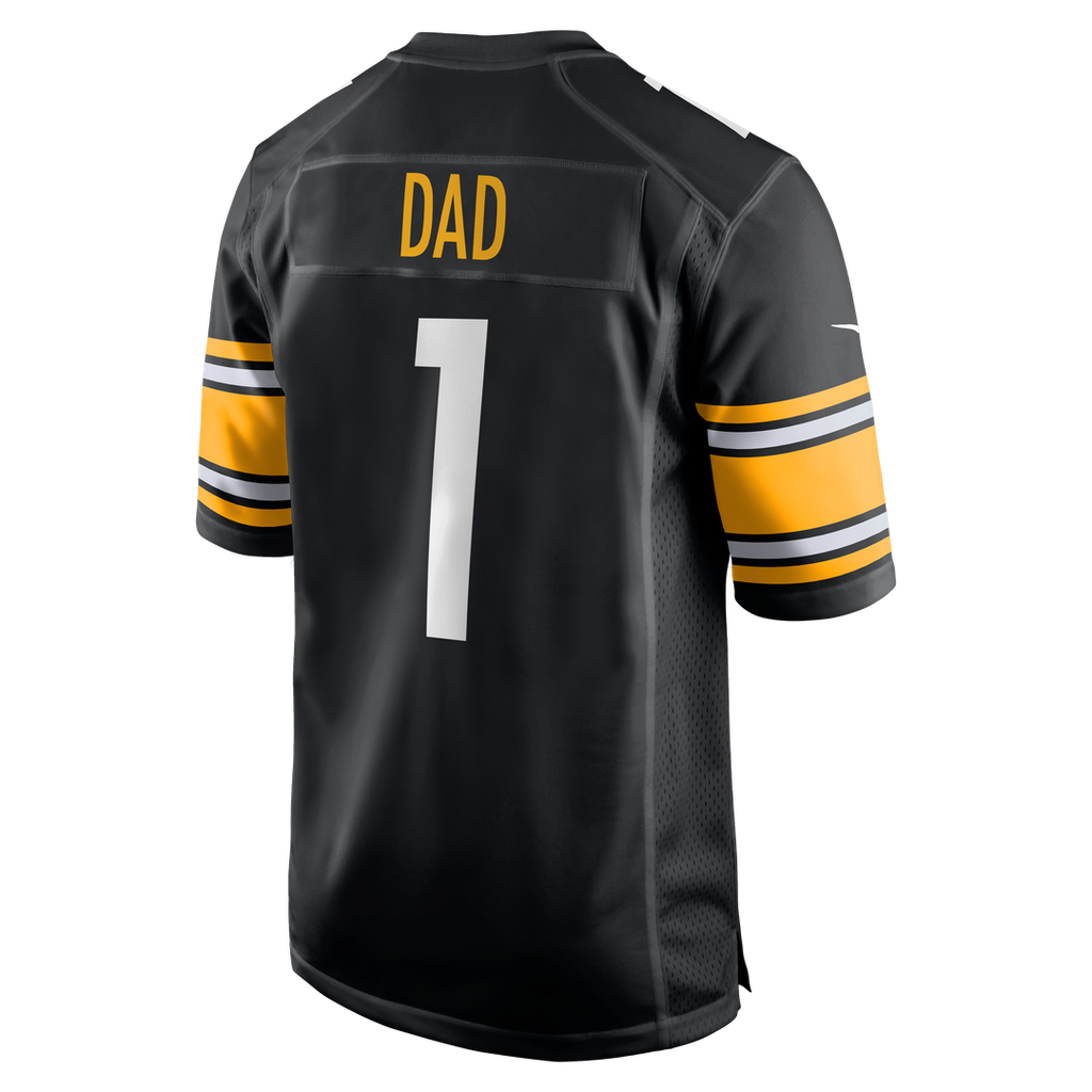 Pittsburgh Steelers Number 1 Dad Black Game Jersey