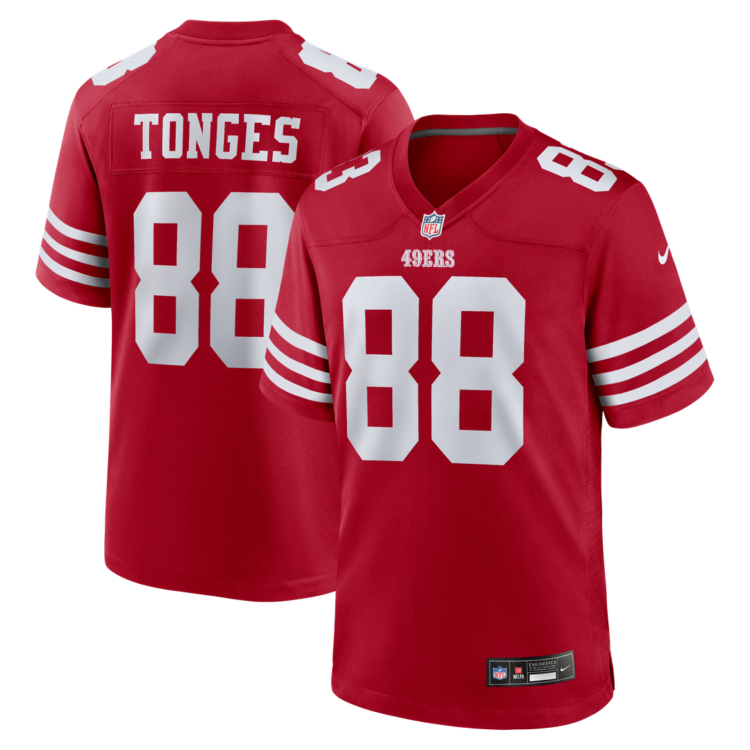 San Francisco 49ers Jake Tonges Scarlet Team Game Jersey