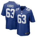 New York Giants Jake Kubas Royal Team Game Jersey
