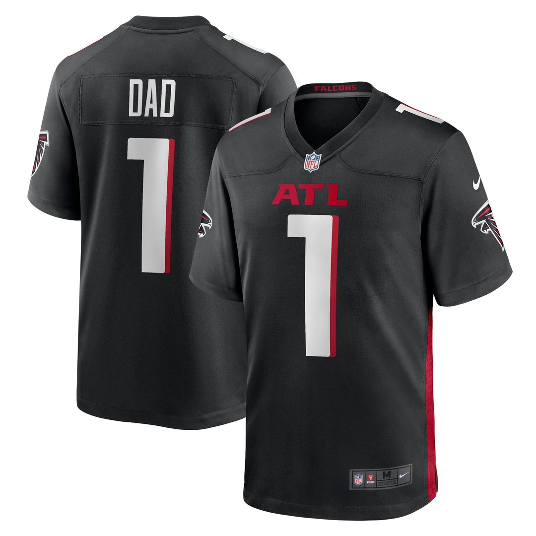 Atlanta Falcons Number 1 Dad Black Game Jersey