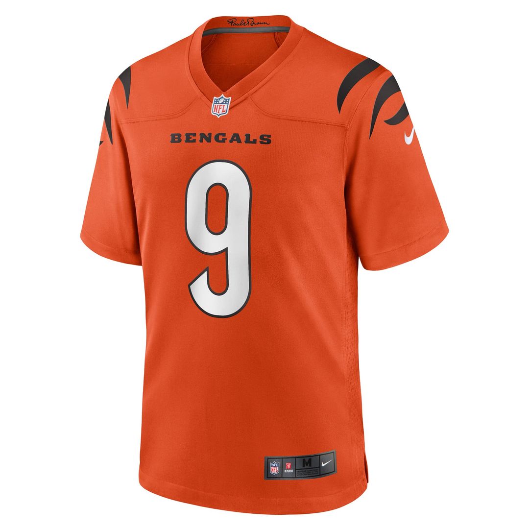 Cincinnati Bengals Joe Burrow Orange Alternate Game Jersey