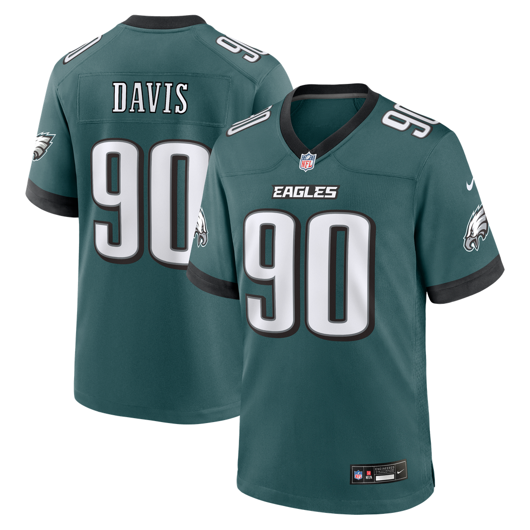 Philadelphia Eagles Jordan Davis Midnight Green Team Game Jersey