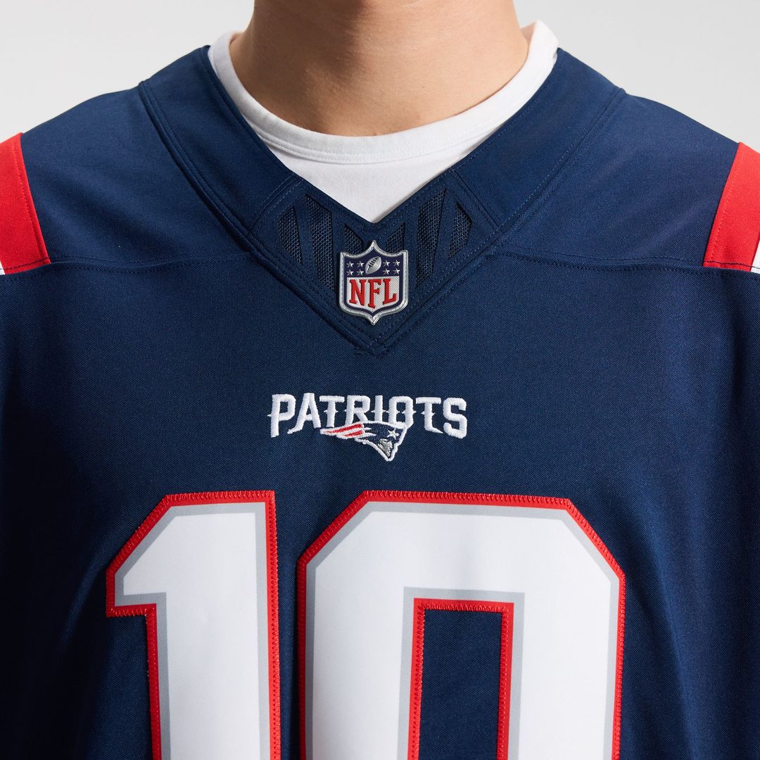 New England Patriots Drake Maye Navy Team Vapor F.U.S.E. Stitched Limited Jersey
