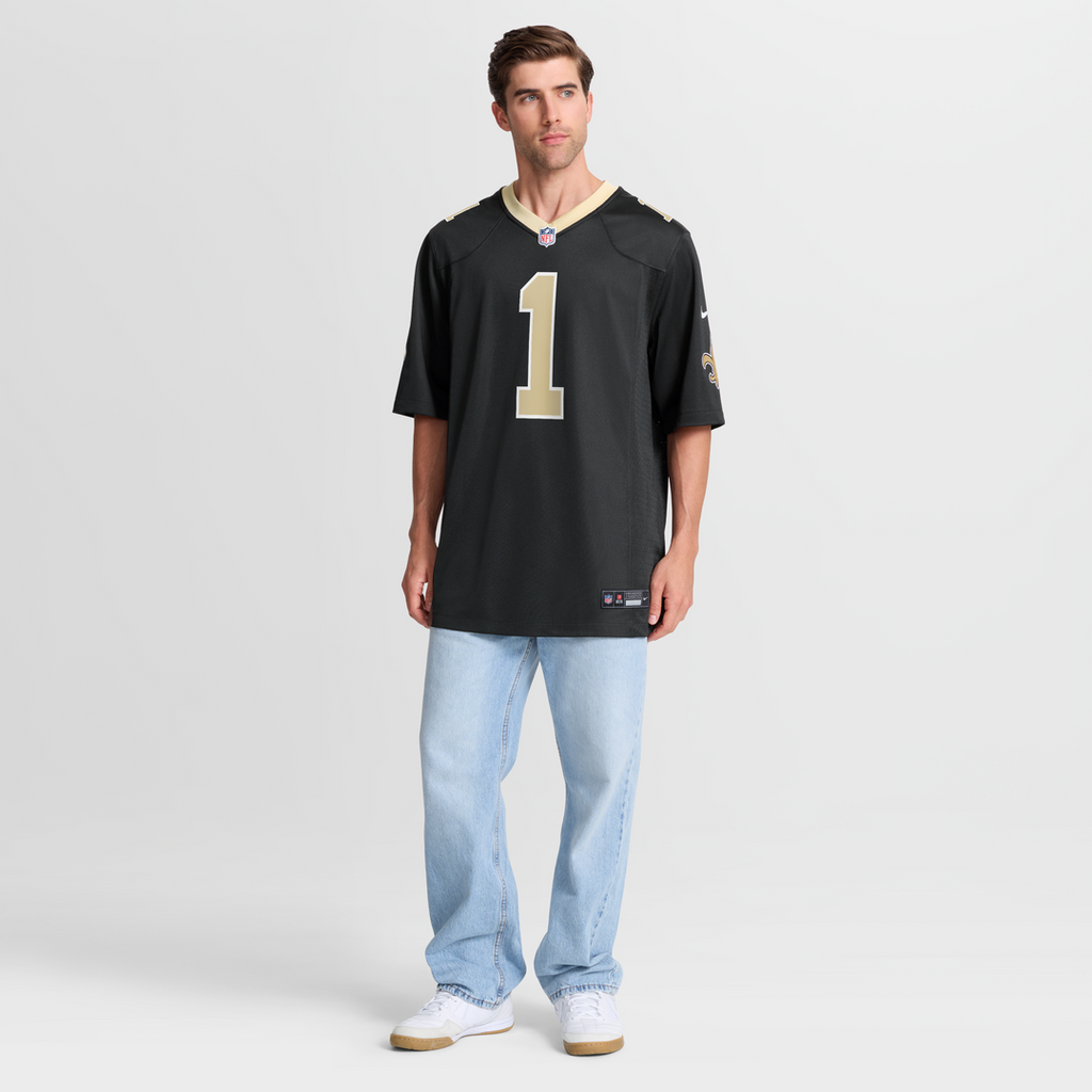 New Orleans Saints Number 1 Dad Black Game Jersey