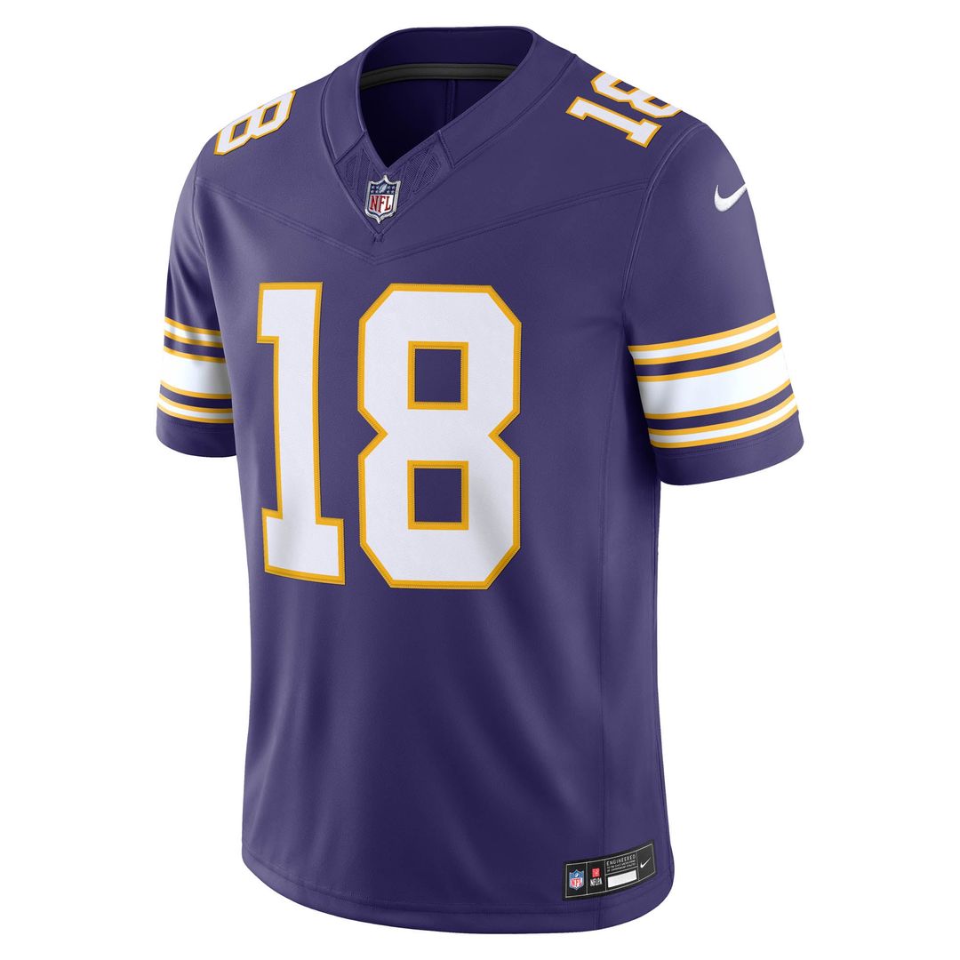 Minnesota Vikings Justin Jefferson Purple Alternate Classic Vapor F.U.S.E. Stitched Limited Jersey