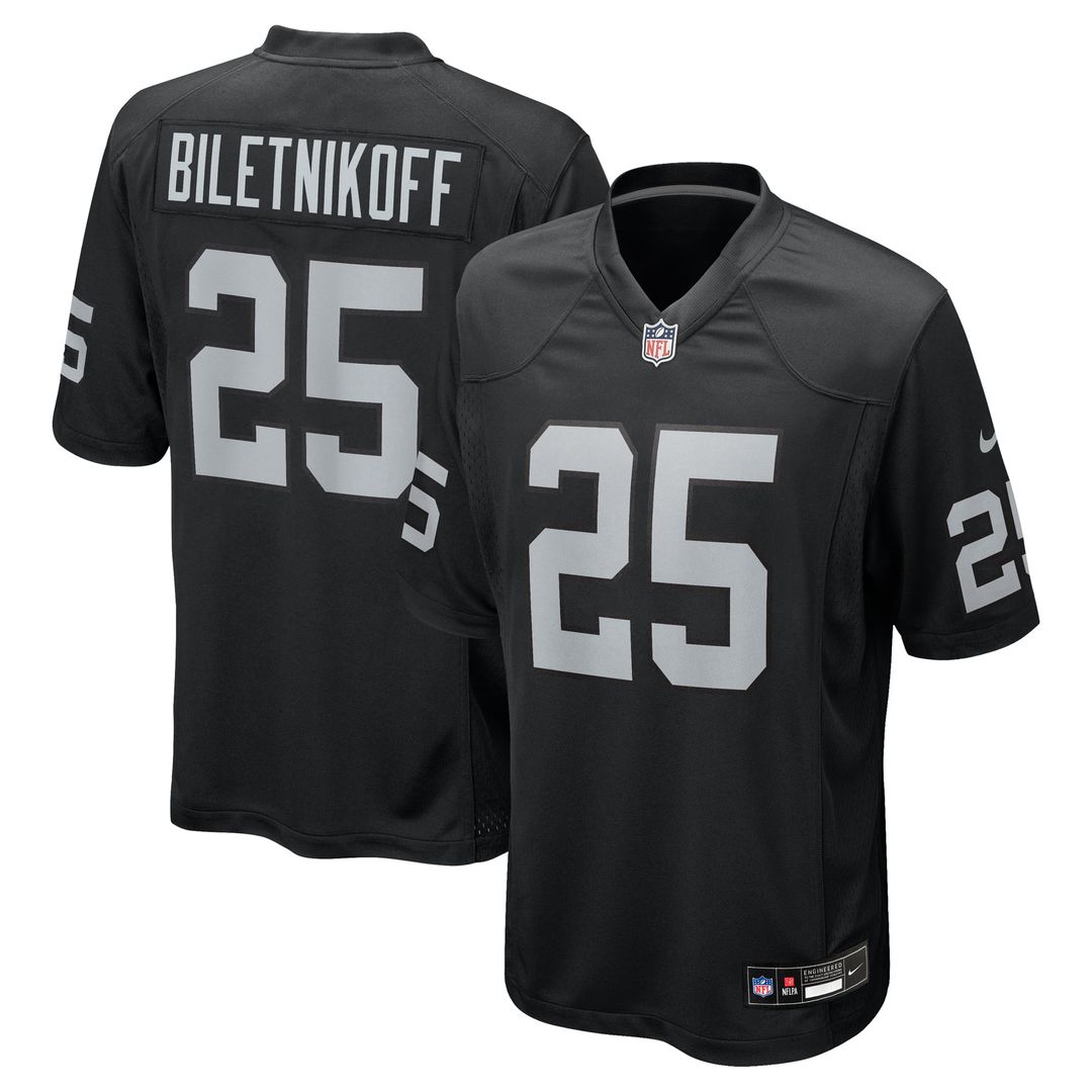 Las Vegas Raiders Fred Biletnikoff Black Game Retired Player Jersey