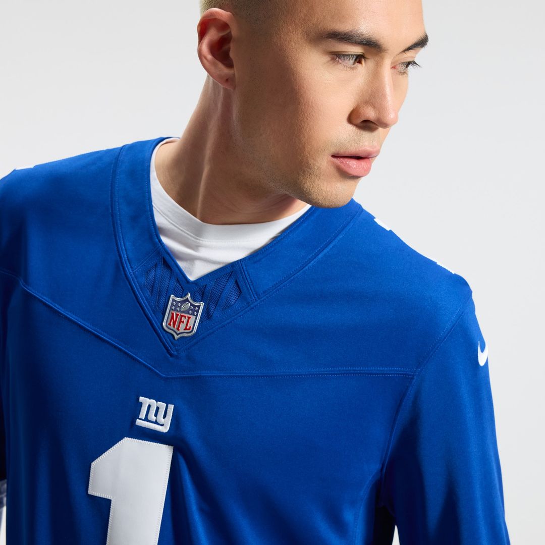 New York Giants Malik Nabers Royal Team Vapor F.U.S.E. Stitched Limited Jersey