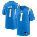 Los Angeles Chargers Number 1 Dad Powder Blue Game Jersey