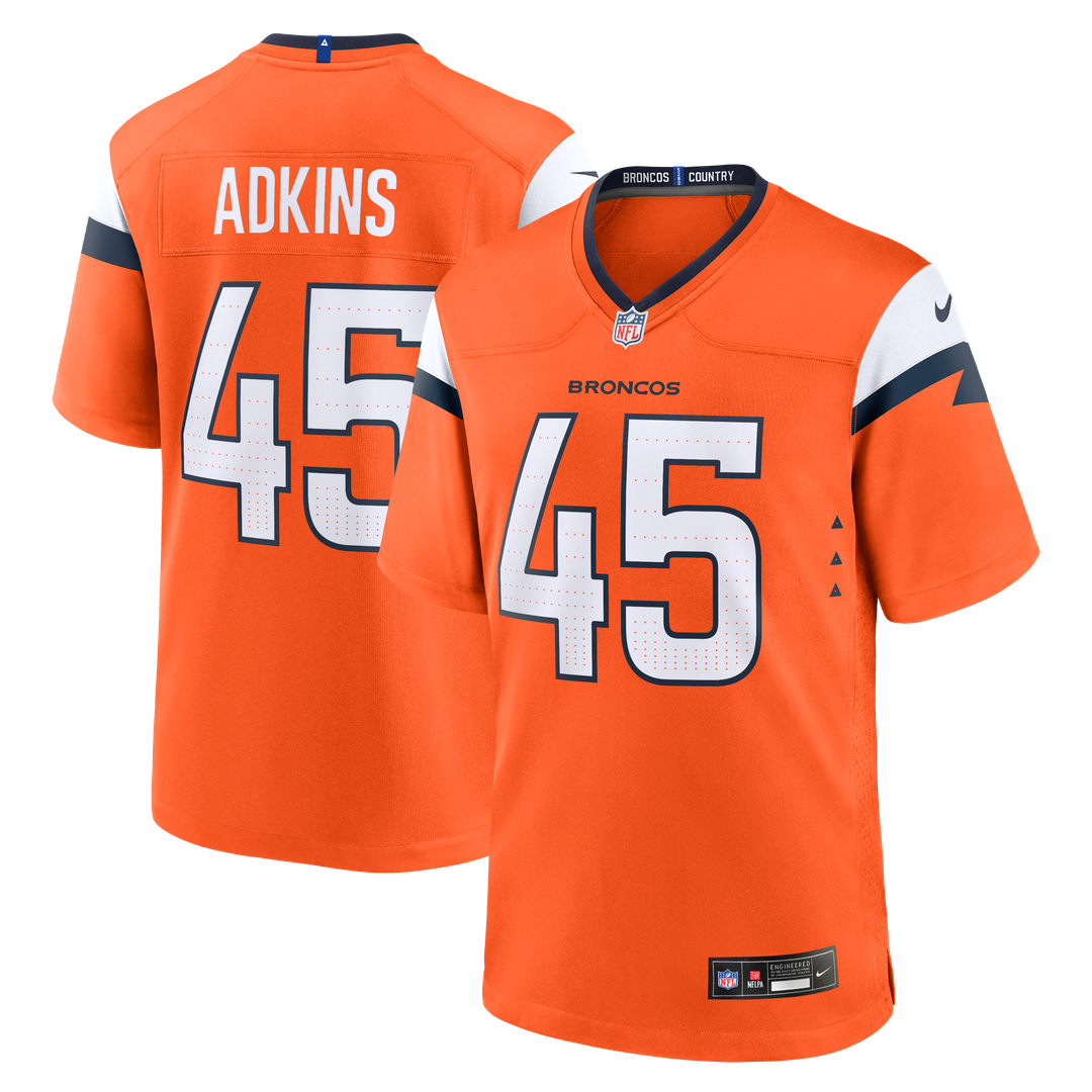Denver Broncos Nate Adkins Orange Team Game Jersey