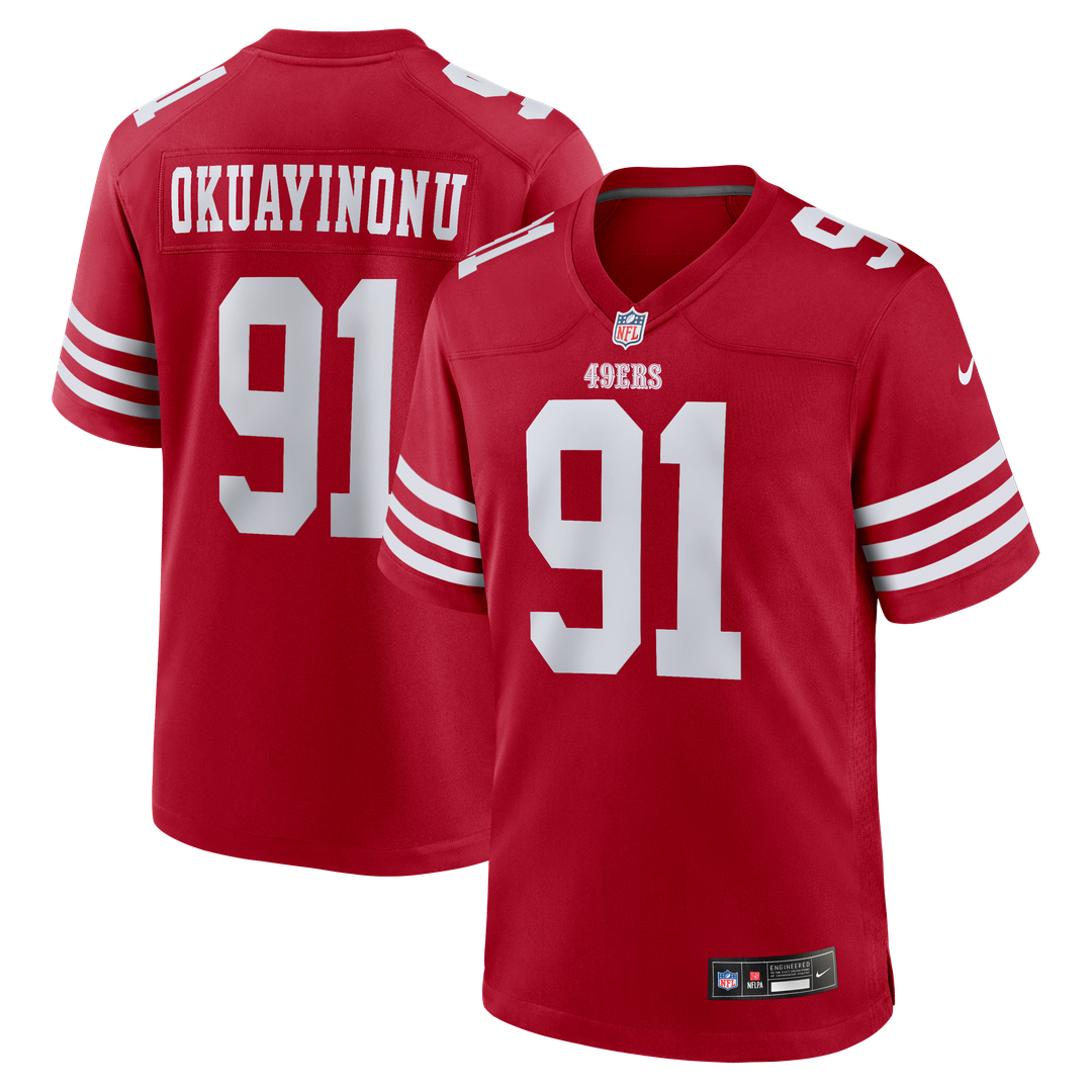 San Francisco 49ers Sam Okuayinonu Scarlet Team Game Jersey
