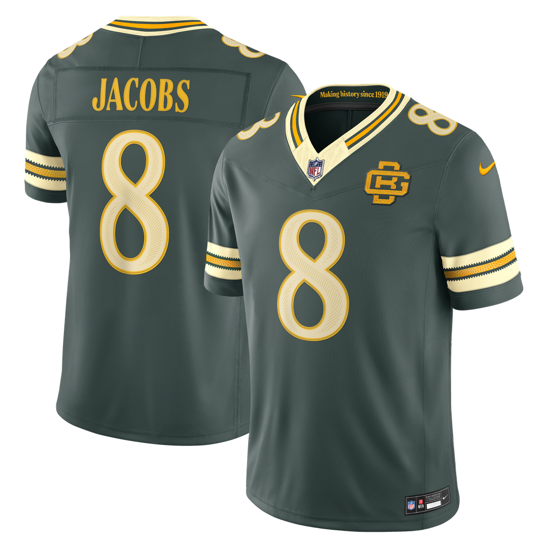 Green Bay Packers Josh Jacobs Green 2026 Rivalries Collection Stitched Limited Jersey