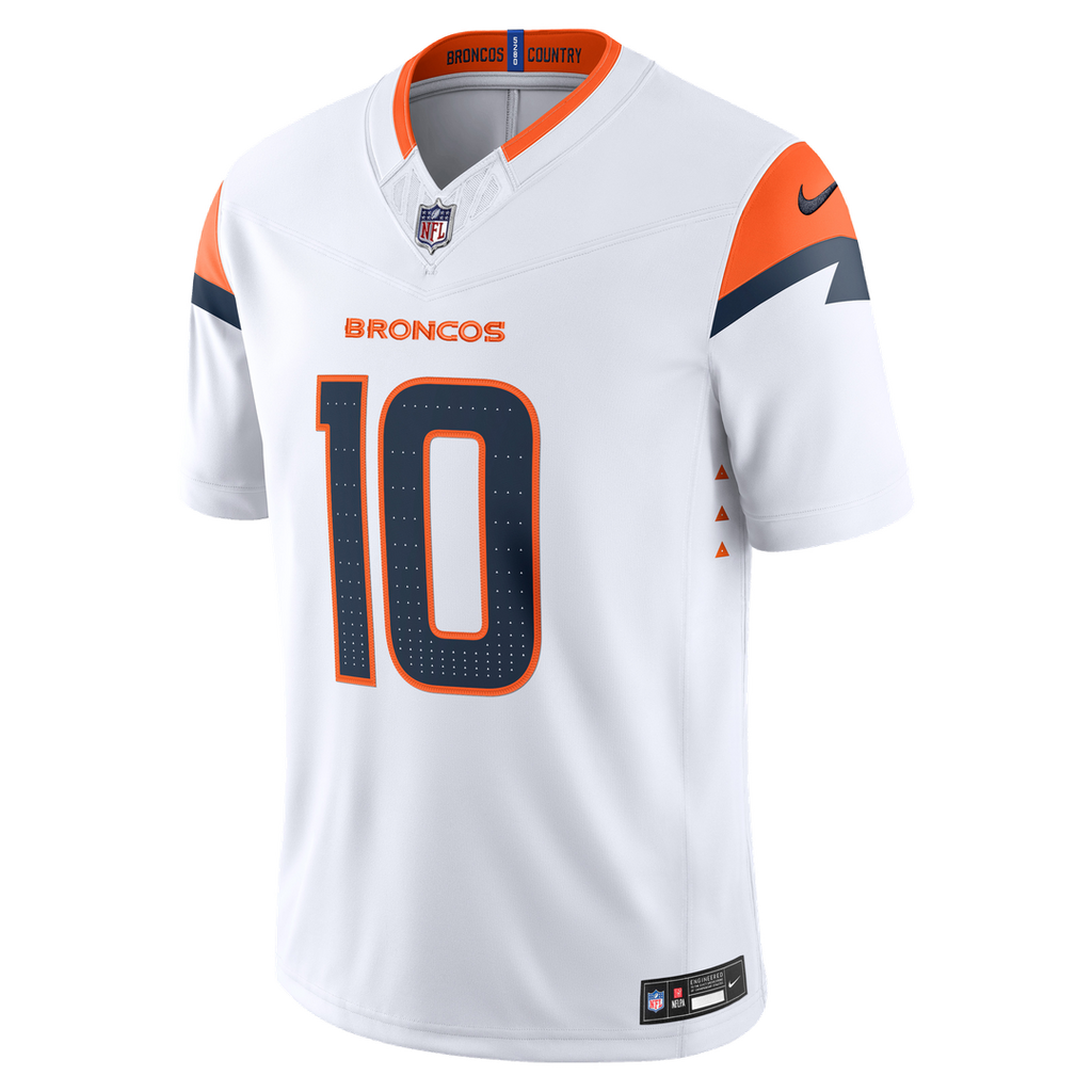 Denver Broncos Bo Nix White Vapor F.U.S.E. Stitched Limited Jersey