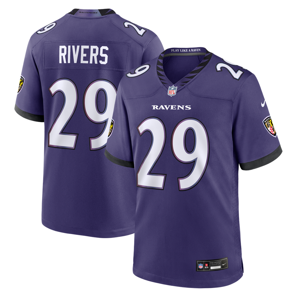 Baltimore Ravens Chandler Rivers Purple Team Game Jersey