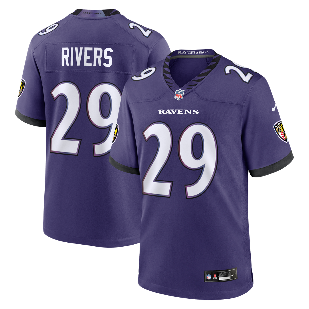 Baltimore Ravens Chandler Rivers Purple Team Game Jersey