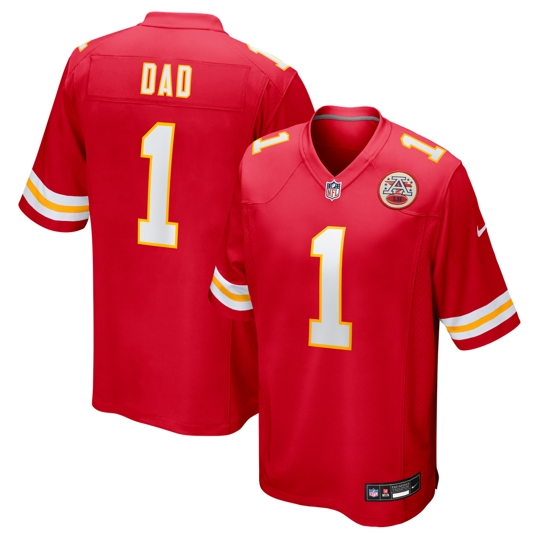 Kansas City Chiefs Number 1 Dad Red Game Jersey