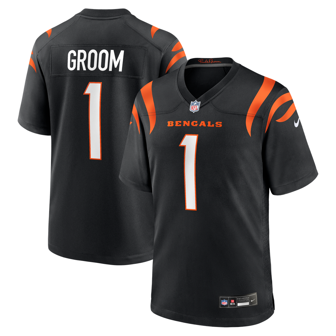 Cincinnati Bengals Number 1 Groom Black Game Jersey