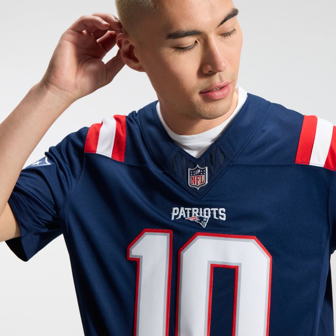New England Patriots Drake Maye Navy Team Vapor F.U.S.E. Stitched Limited Jersey
