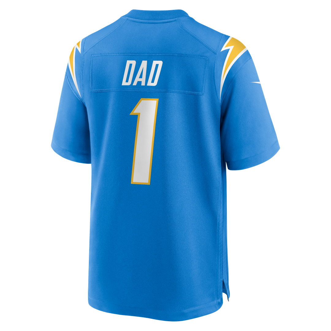 Los Angeles Chargers Number 1 Dad Powder Blue Game Jersey