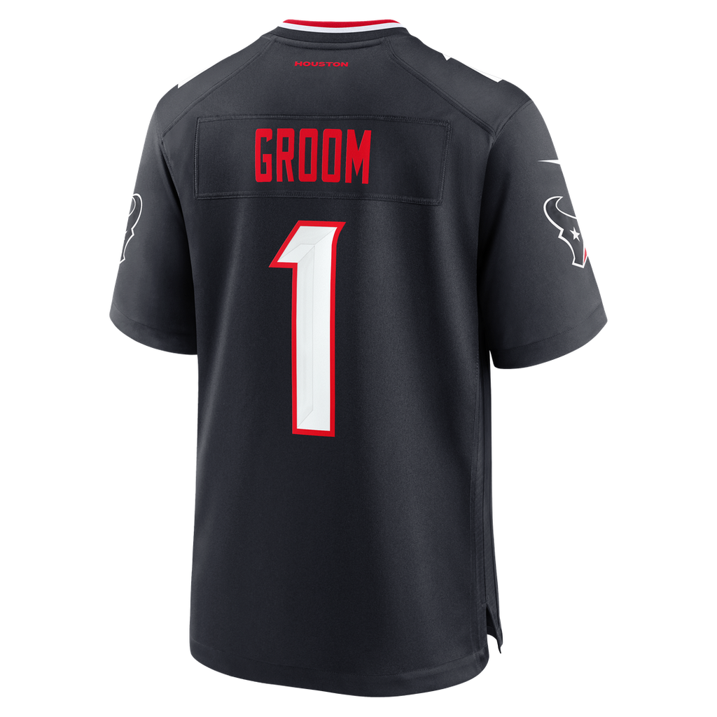Houston Texans Number 1 Groom Navy Game Jersey