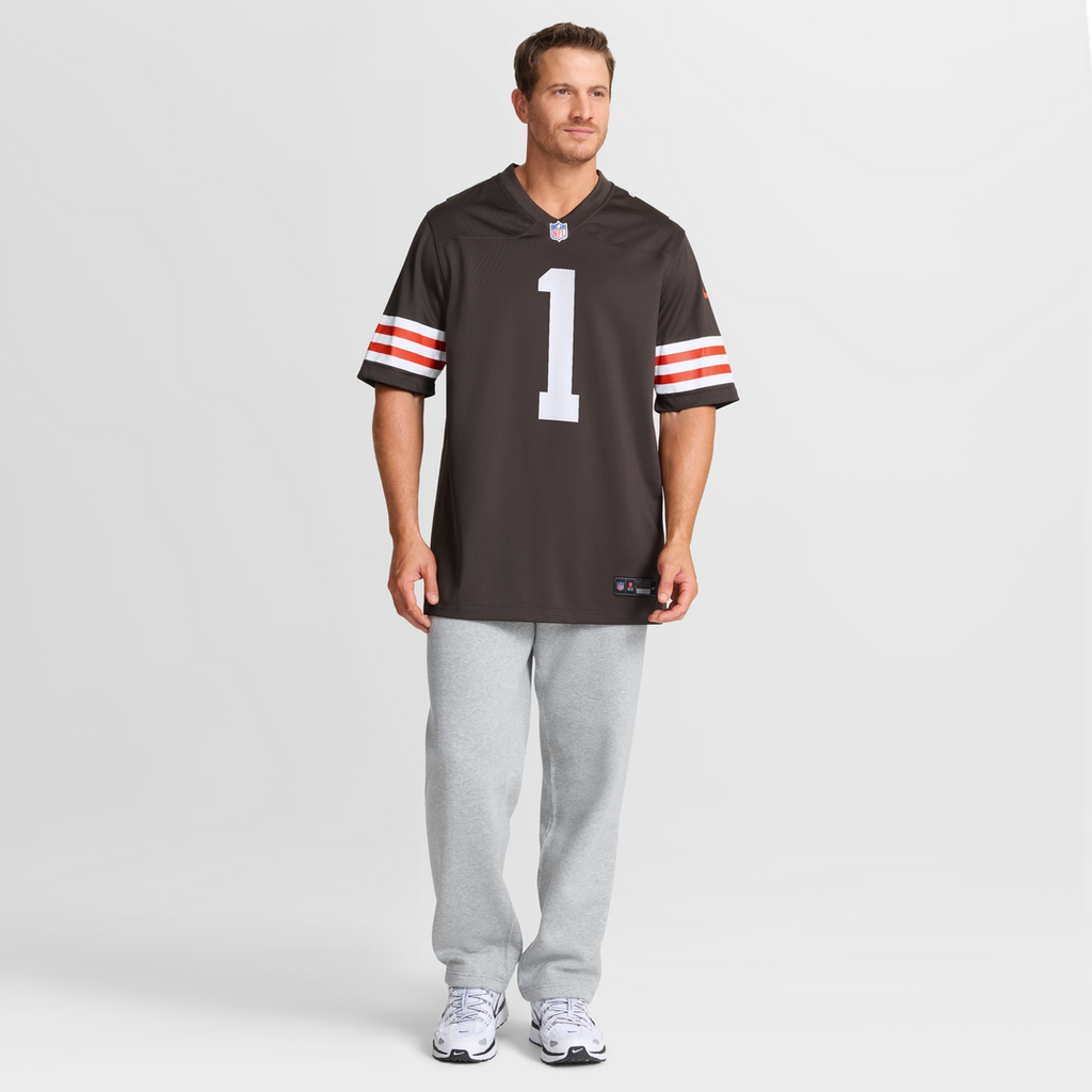 Cleveland Browns Number 1 Groom Brown Game Jersey