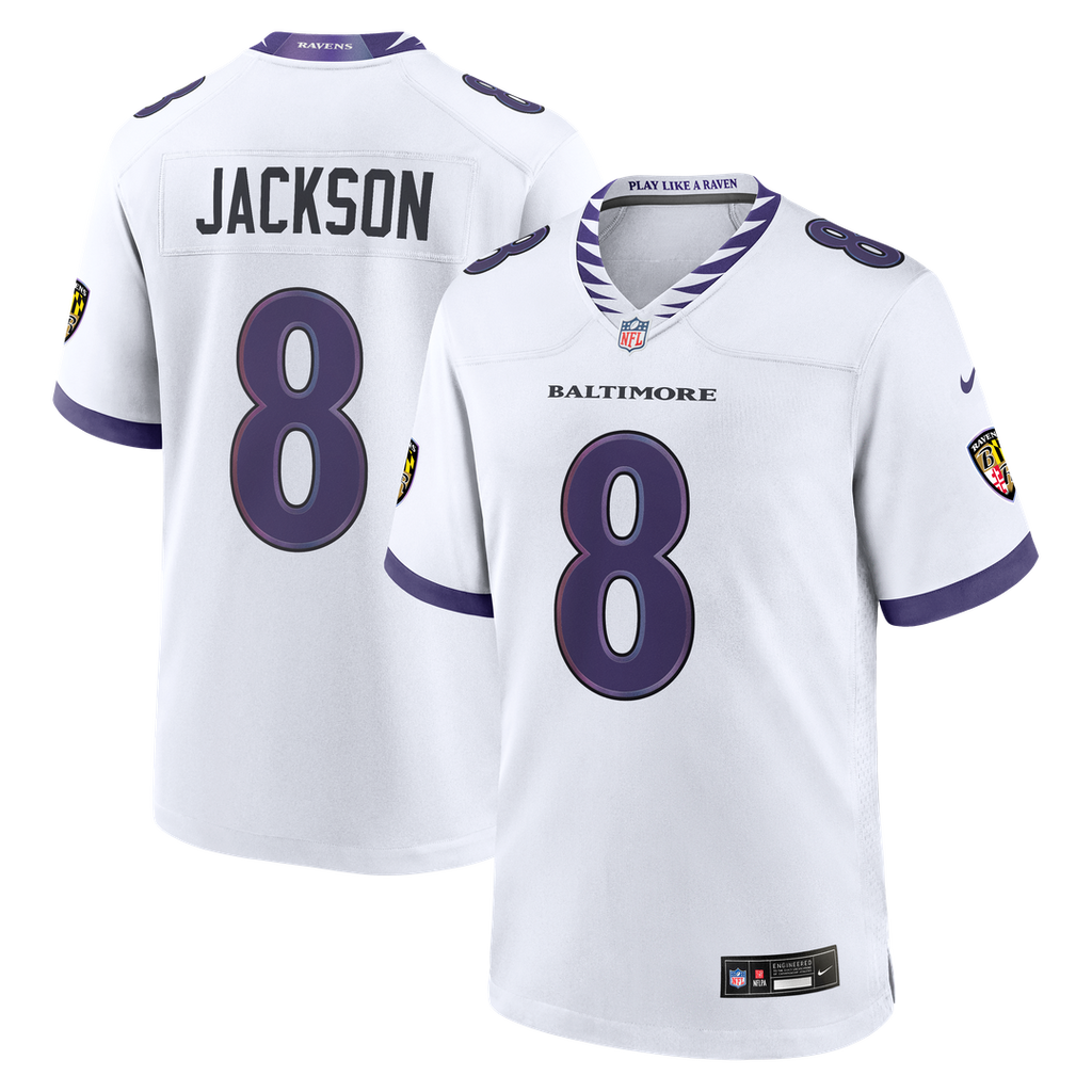 Baltimore Ravens Lamar Jackson White Game Jersey