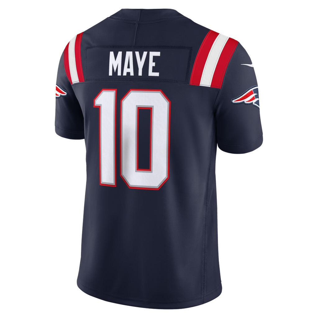 New England Patriots Drake Maye Navy Team Vapor F.U.S.E. Stitched Limited Jersey
