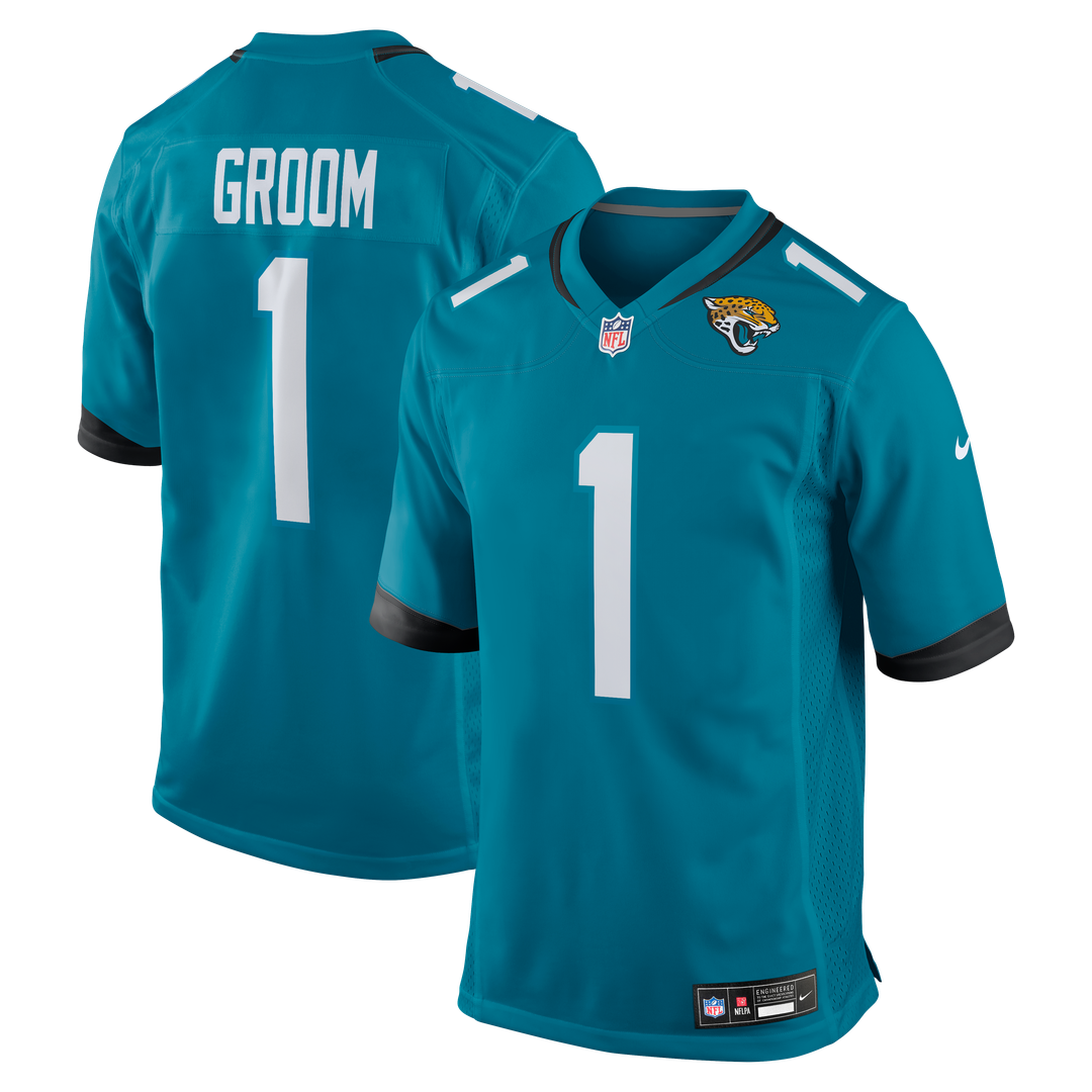Jacksonville Jaguars Number 1 Groom Teal Game Jersey