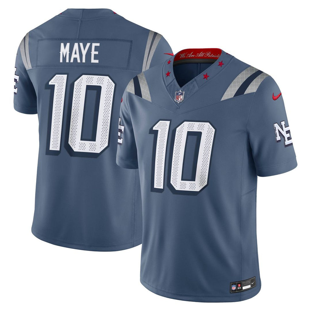 New England Patriots Drake Maye Blue Rivalries Collection Stitched Limited Jersey