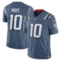 New England Patriots Drake Maye Blue Rivalries Collection Stitched Limited Jersey