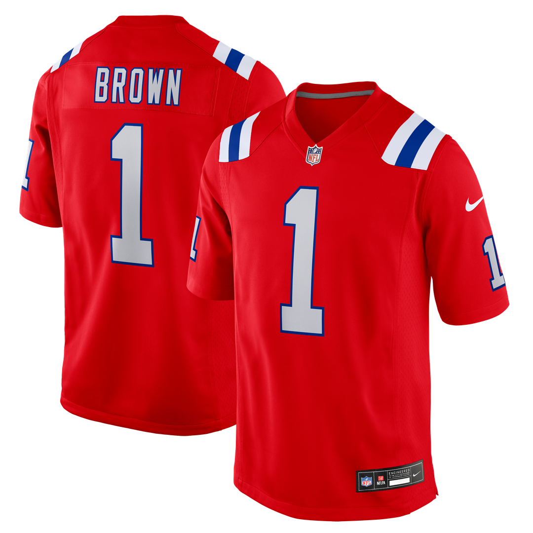New England Patriots A.J. Brown Navy Team Game Jersey