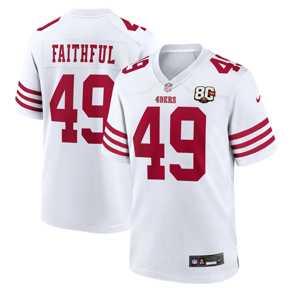 San Francisco 49ers The Faithful White 80th Anniversary Game Jersey