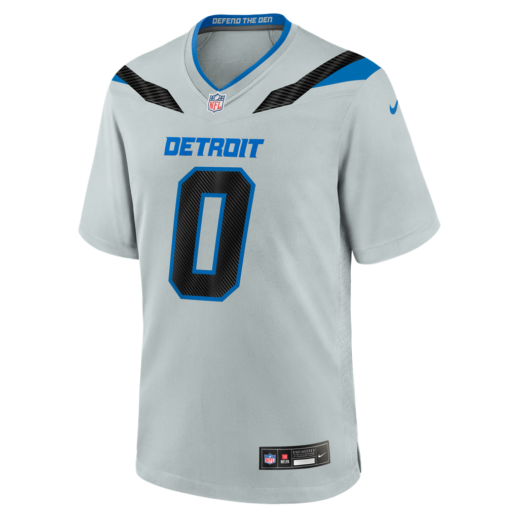 Detroit Lions Jahmyr Gibbs Silver 2026 Rivalries Collection Game Jersey
