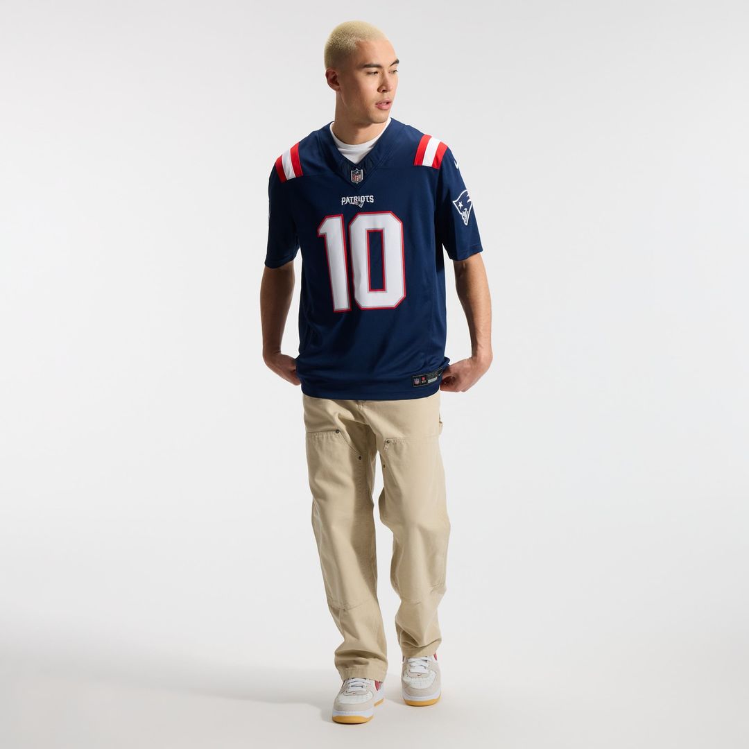 New England Patriots Drake Maye Navy Team Vapor F.U.S.E. Stitched Limited Jersey