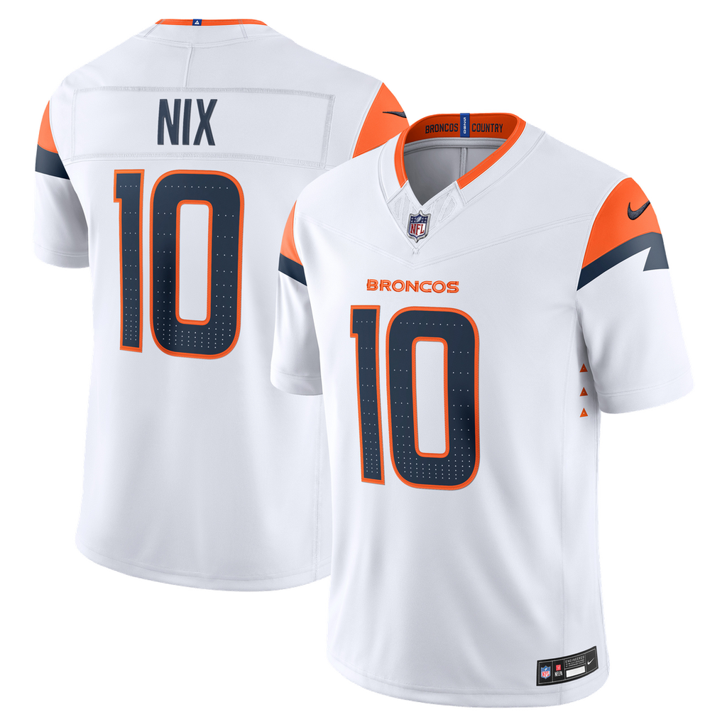 Denver Broncos Bo Nix White Vapor F.U.S.E. Stitched Limited Jersey