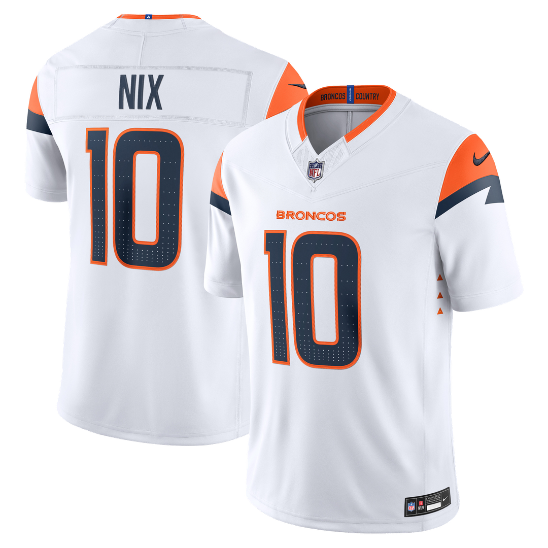 Denver Broncos Bo Nix White Vapor F.U.S.E. Stitched Limited Jersey