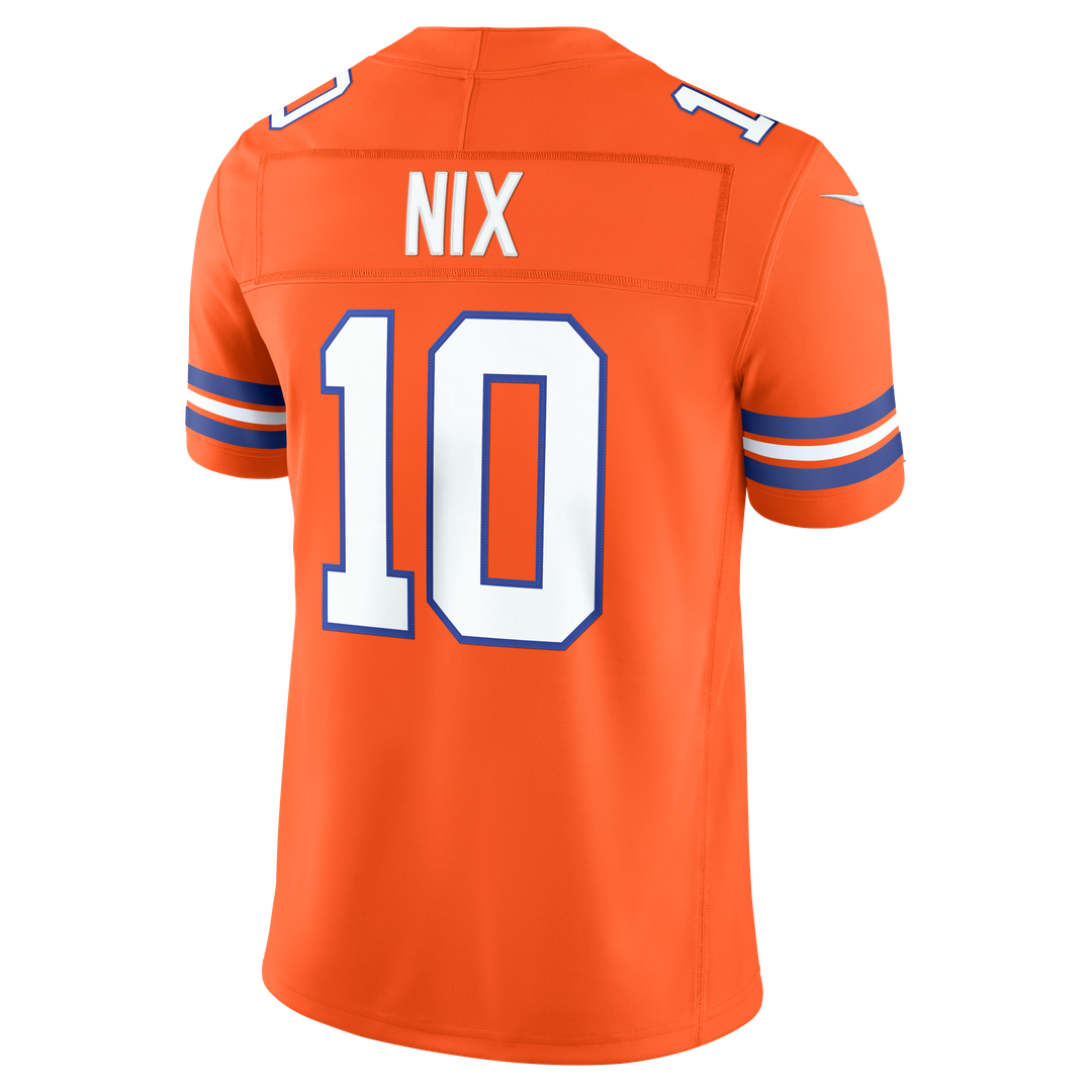 Denver Broncos Bo Nix Orange Alternate Mile High Collection 1977 Throwback Vapor F.U.S.E. Stitched Limited Jersey