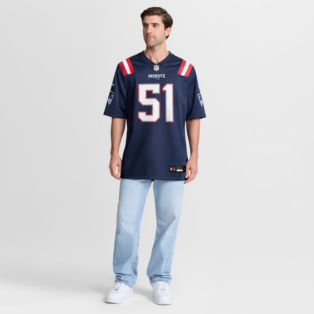 New England Patriots James Hudson Navy Team Game Jersey