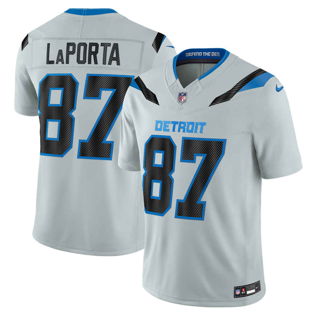 Detroit Lions Sam LaPorta Silver 2026 Rivalries Collection Stitched Limited Jersey