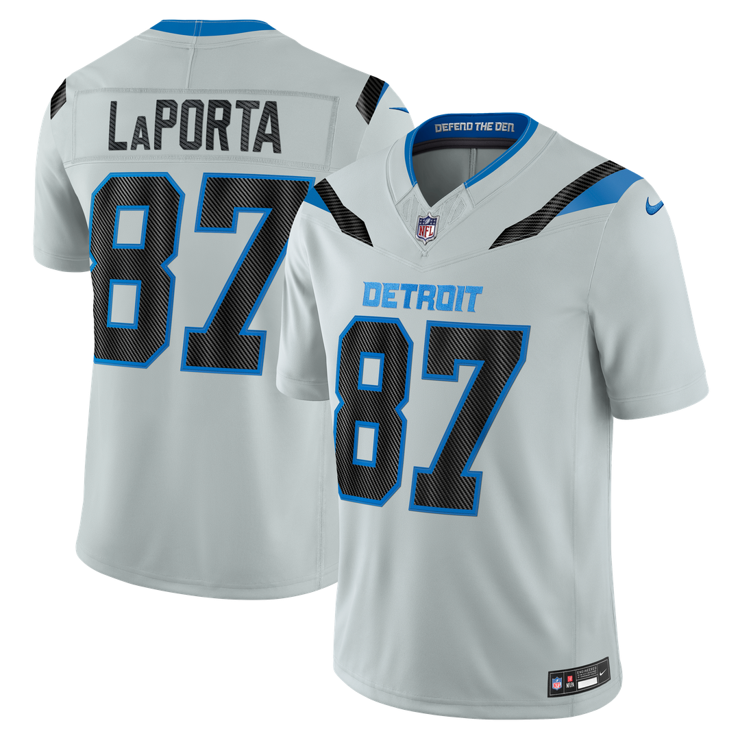 Detroit Lions Sam LaPorta Silver 2026 Rivalries Collection Stitched Limited Jersey