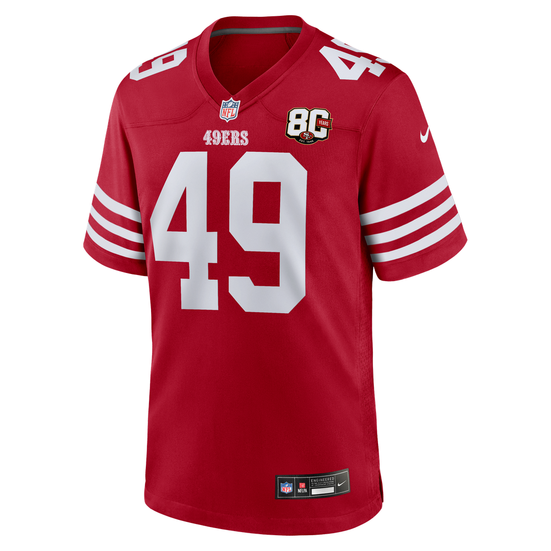 San Francisco 49ers The Faithful Scarlet 80th Anniversary Game Jersey