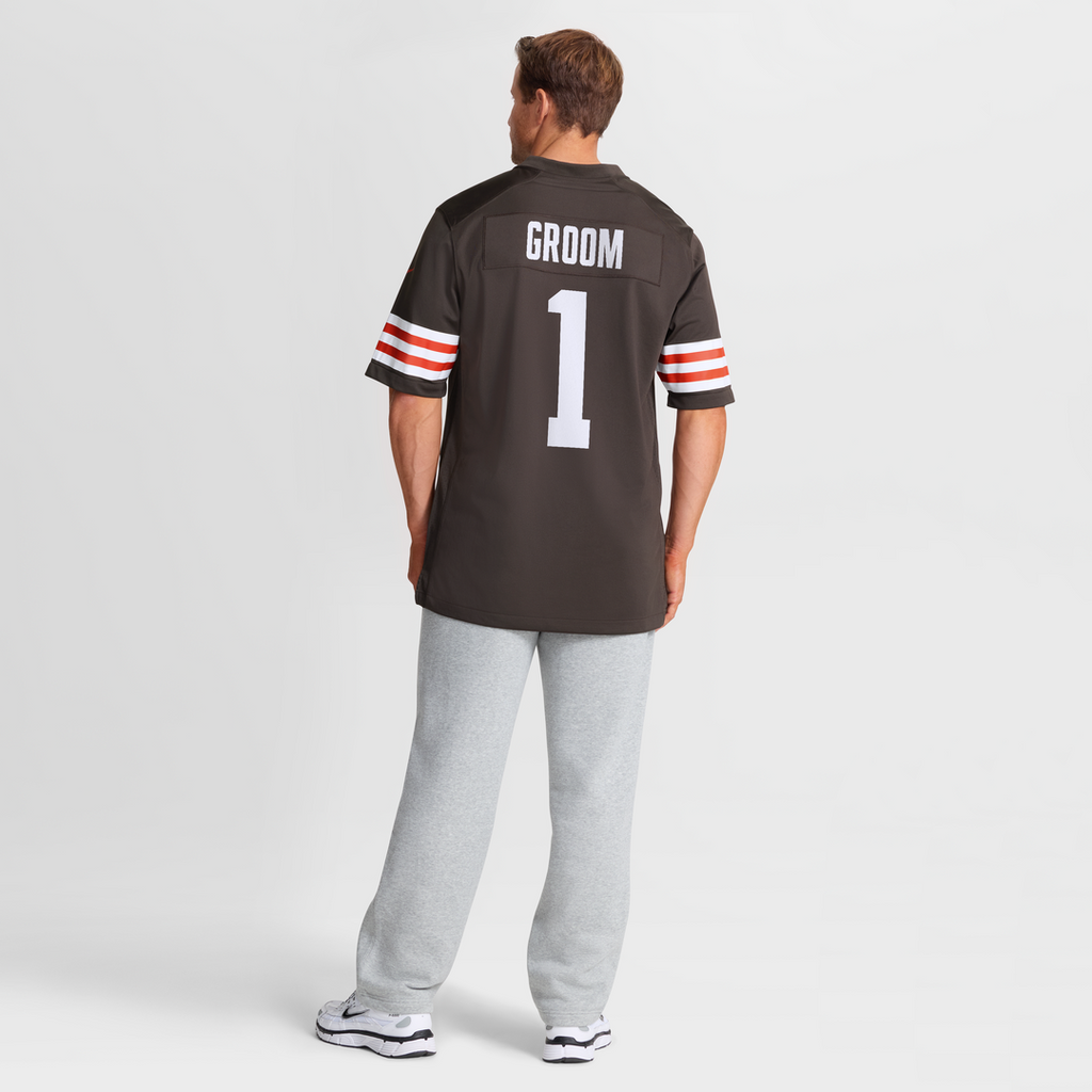Cleveland Browns Number 1 Groom Brown Game Jersey