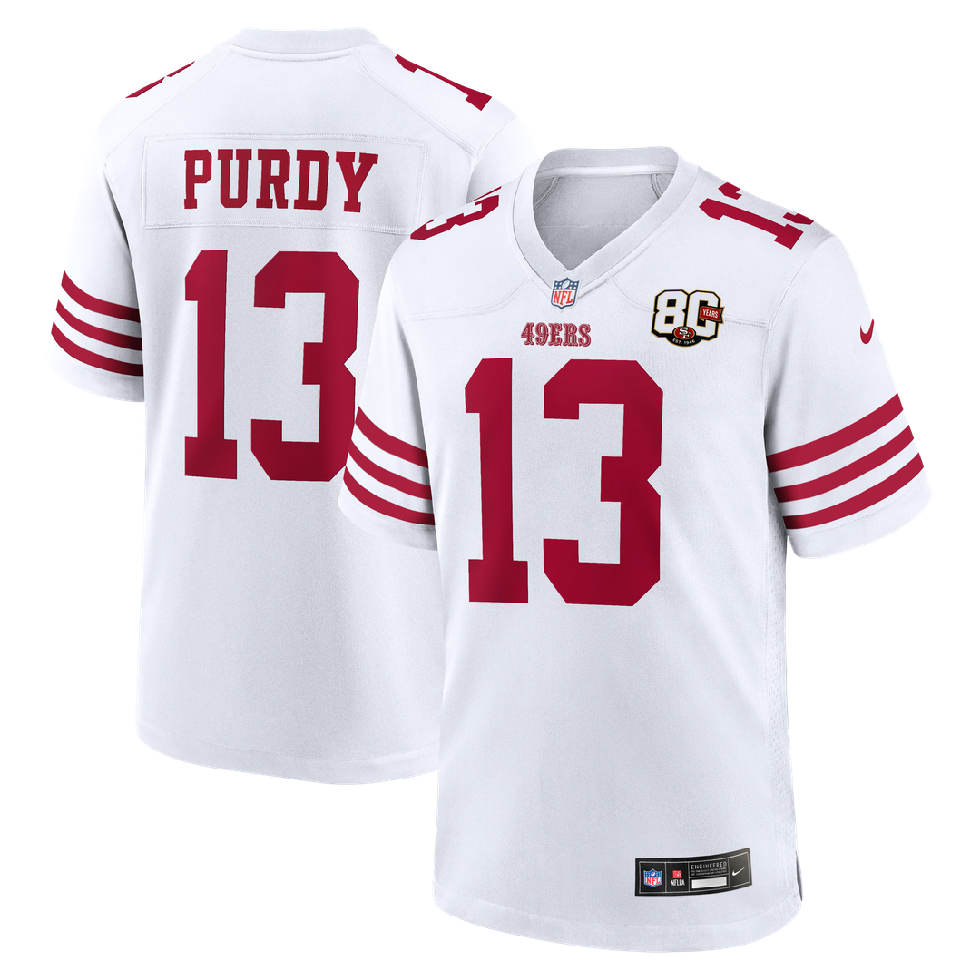 San Francisco 49ers Brock Purdy Scarlet 80th Anniversary Game Jersey