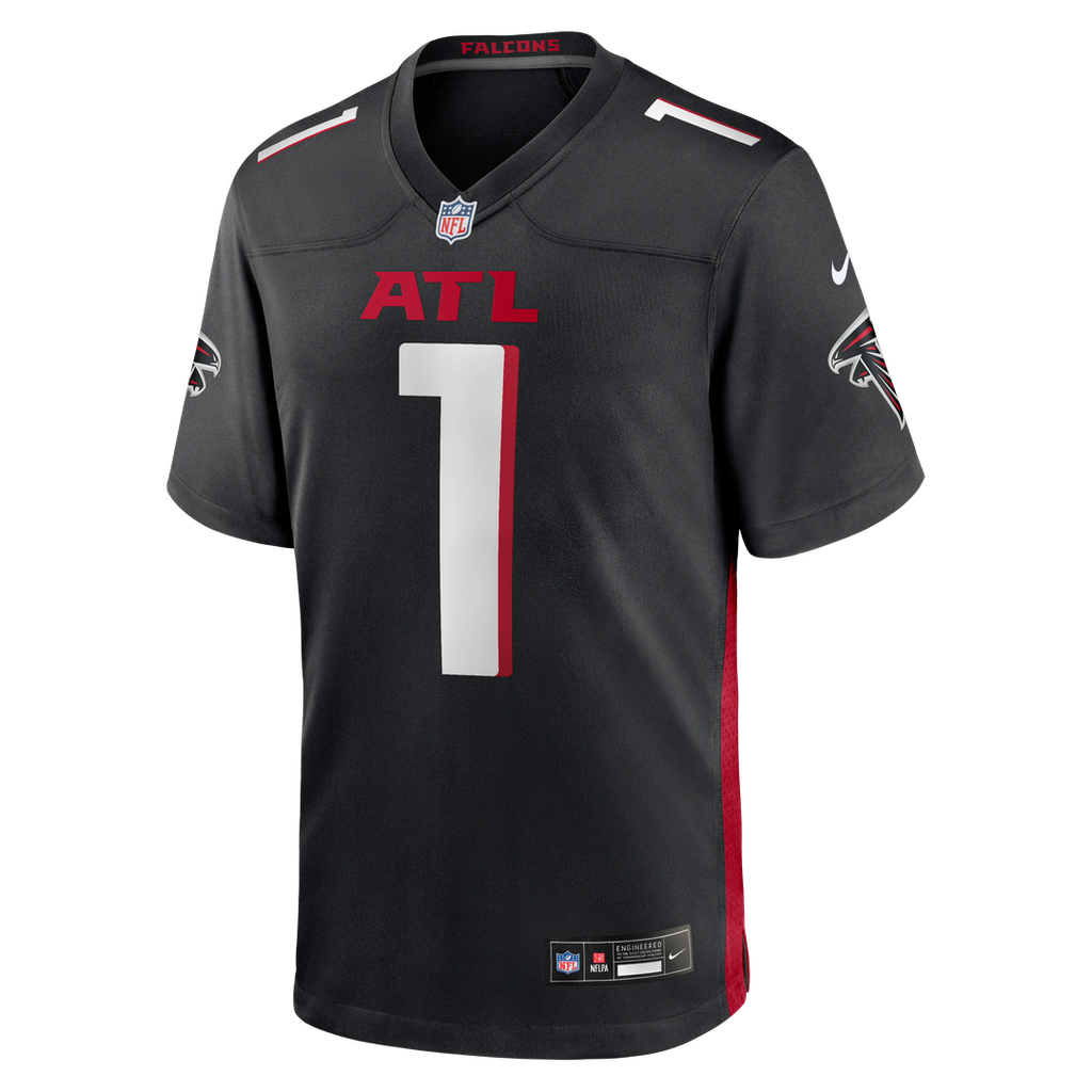 Atlanta Falcons Number 1 Groom Black Game Jersey