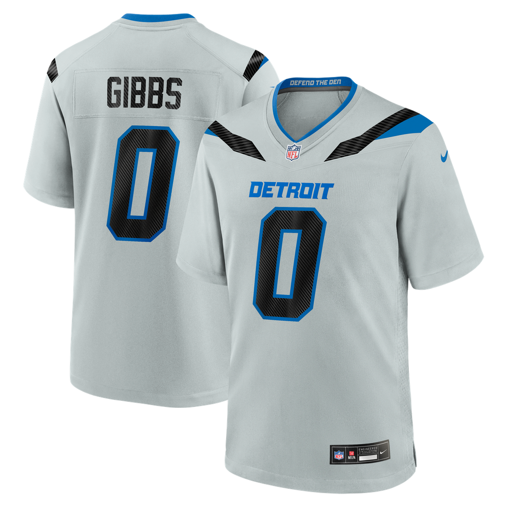 Detroit Lions Jahmyr Gibbs Silver 2026 Rivalries Collection Game Jersey