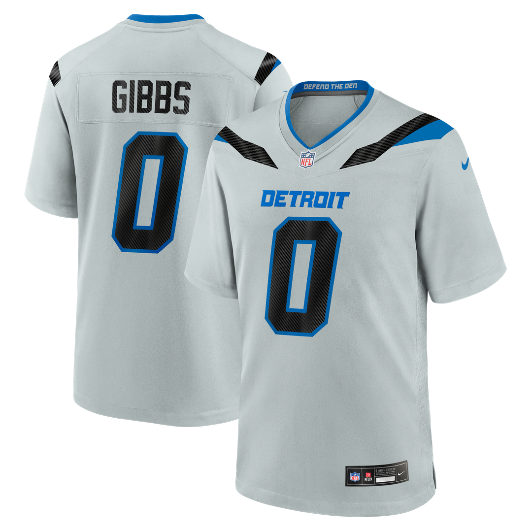 Detroit Lions Jahmyr Gibbs Silver 2026 Rivalries Collection Game Jersey
