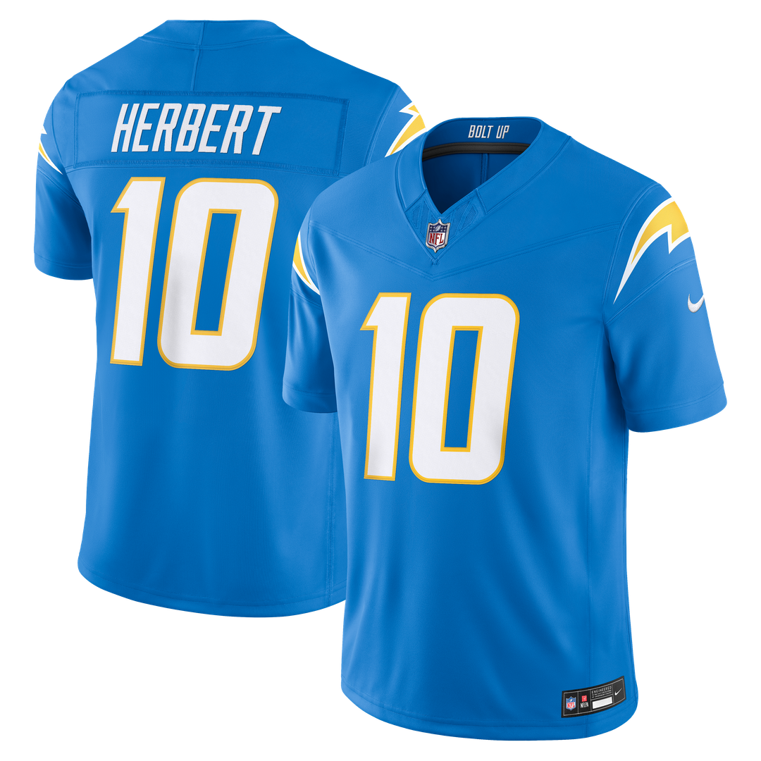 Los Angeles Chargers Justin Herbert Powder Blue Team Vapor F.U.S.E. Stitched Limited Jersey
