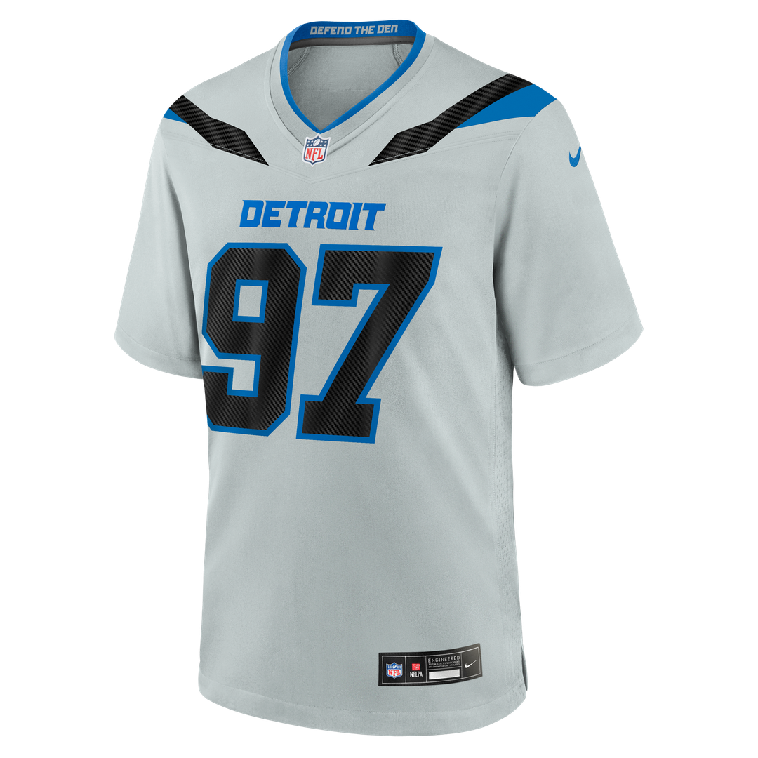 Detroit Lions Aidan Hutchinson Silver 2026 Rivalries Collection Game Jersey